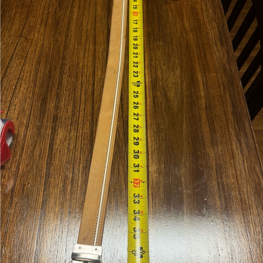 Tan Leather Belt with Silver Buckle